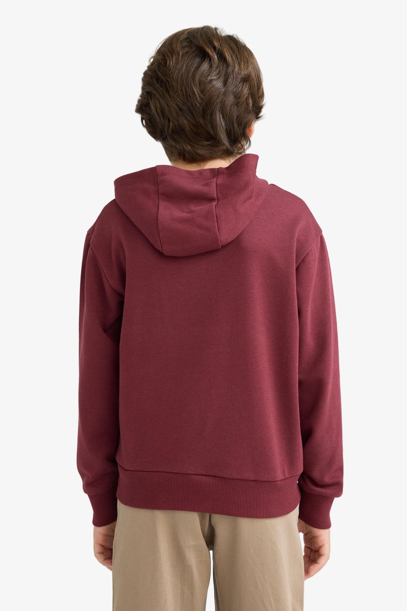 DeFacto Red Boy Boy Oversize Printed Hooded Sweatshirt Casual - Image 4